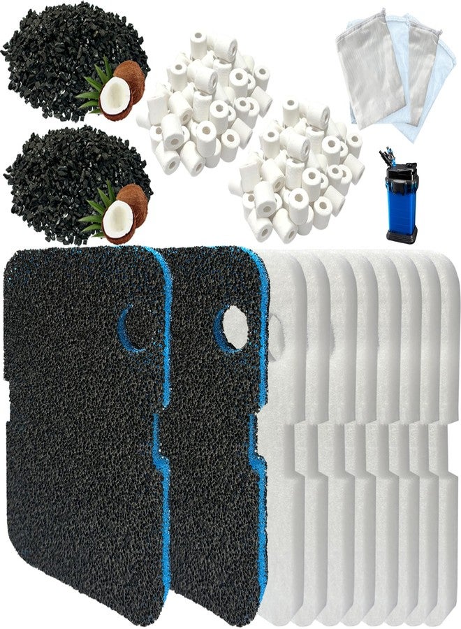 beaufan 18 Pack Filter Media Compatible with Penn-Plax Cascade 1200 & 1500 CCF4UL/CCF5UL Canister Aquarium Filters, Includes Bio Sponge Filters, White Floss Pads, Activated Carbons, Ceramic Rings & Mesh Bags - Image 1